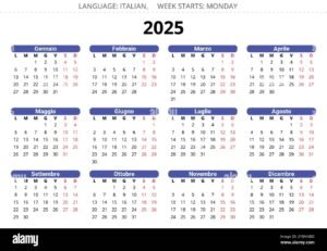 calendario italiano con giorni lavorativi evidenziati