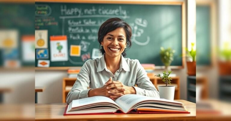 insegnante felice con libri e stipendio