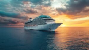nave da crociera sulloceano al tramonto