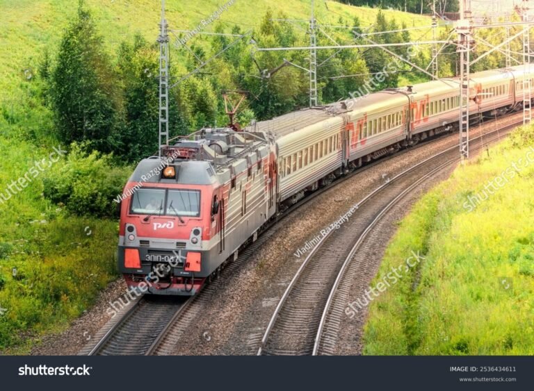treno moderno in corsa su binari panoramici